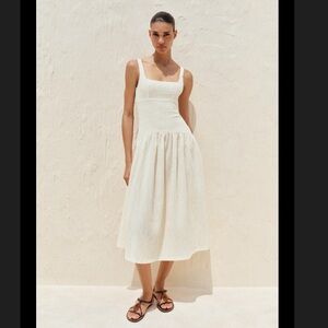 Zara Textured Strappy Dress Ecru